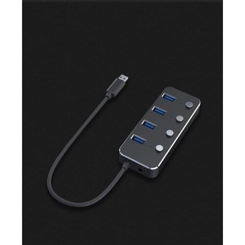 USB Hub High Speed Multi USB 3.0 Splitter Aluminum Multiple Expander Hub Adapter with Switch for Laptop PC Accessories