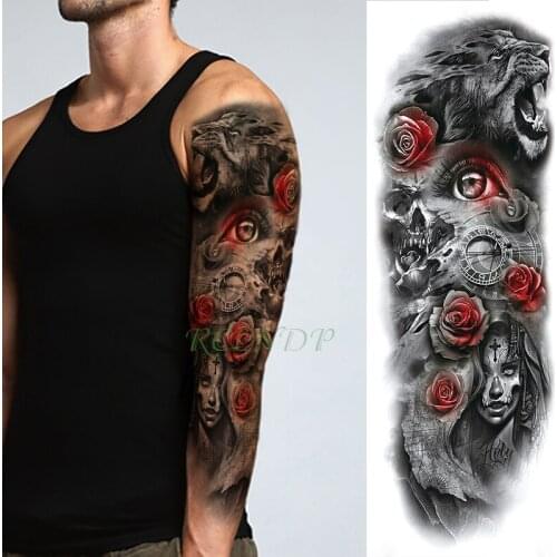 Waterproof Temporary Tattoo Sticker tiger witch flower full arm large size fake tatto big flash tatoo sleeve for men women girl