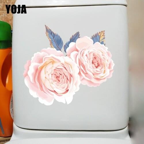YOJA 25.7CM×22.6CM Hand Painted Peony Classic Bedroom Wall Stickers Cartoon Flowers Toilet Decor T1-2656