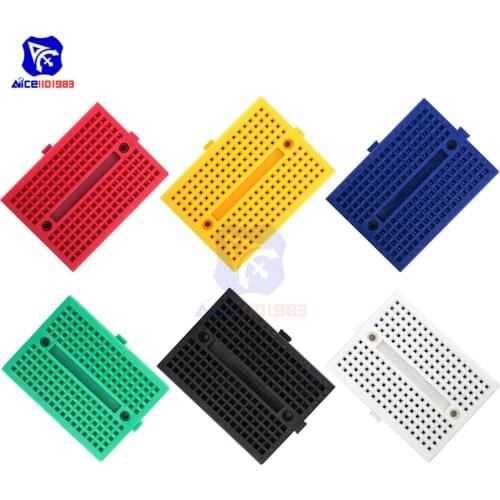 Diymore 1 Piece 6 Color Available 170 Tie-Points Mini Breadboard with Stitching Holes Stickup for Arduino Prototype Shield