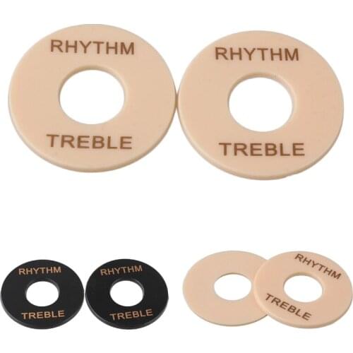 2 X Black Toggle Switch Name Plate Rhythm Treble Ring for Guitar