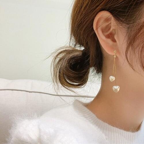 2020 South Korea New Pearl Love Pendant Earrings Temperament Tassel Long Style Simple Earrings Jewelry For Women