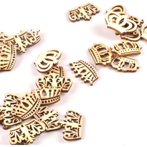 25pcs Mix crown Pattern Wood Craft DIY Handmade Scrapbooking Accessories wood decoration For Home Decoration m1804