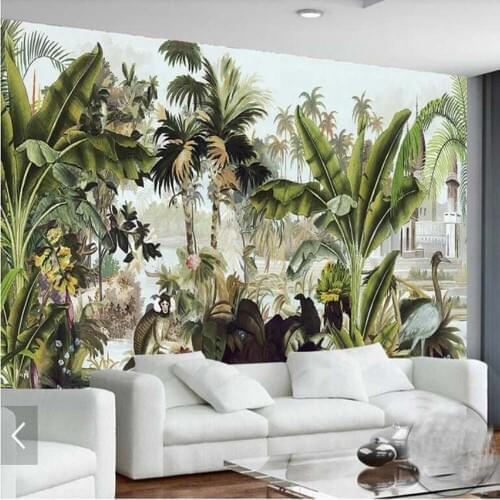 3D Tropical Banana Leaf Wall Paper for Living Room Home Wall Decor Contact Paper Custom Rain Forest Leaves Murals Wallpaper