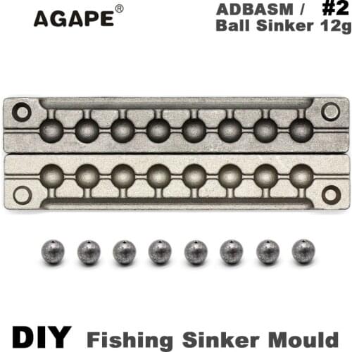 Agape DIY Fishing Ball Sinker Mould ADBASM/#2 Ball Sinker 12g 8 Cavities