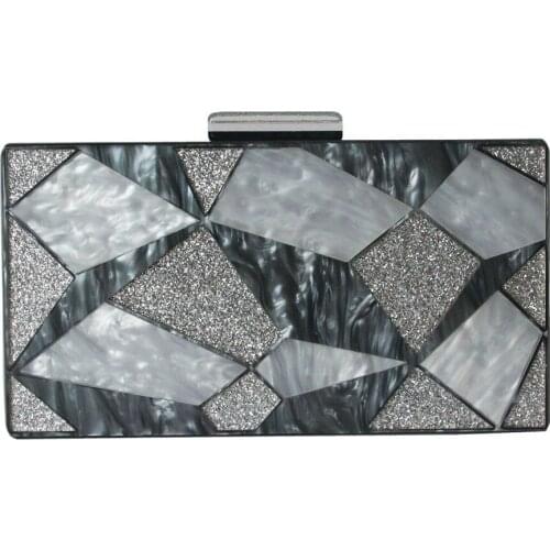 Acrylic Clutch Women Geometric Patchwork Handbag Luxury Evening Party Box Bag Female Fashion Chain Purse Day Clutches Wholesale