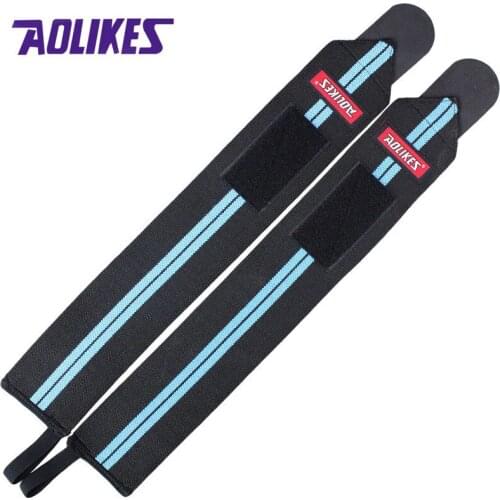 AOLIKES 2 Pcs Powerlifting Weight Lifting Wristbands Gym Wrist Support Wraps Straps Sport Safety Fitness Training hand bands