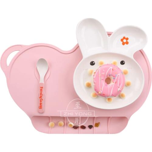 Baby Silicone Plate Sucker Slip-resistant One Piece Baby Silicone Placemat Bowl Waterproof Kid Dinner Plate Tableware