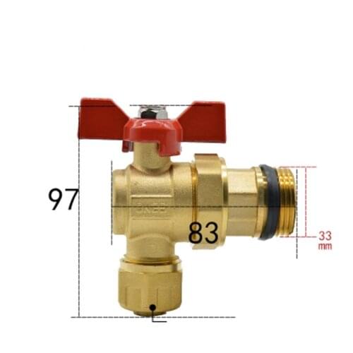 DN25 G 1" BSPP Male Fit 16/20mm ID/OD PEX Tube None Brass Angle Ball Valve With Red Handle For Water Mainfold