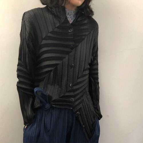 HOT SELLING fashion fringed stand collar solid single breasted asymmetric coat IN STOCK