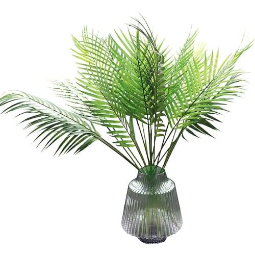 Artificial Plastic Green Loose Tail Leaf Tropical Palm Foliage Leaves Branch Wedding Home Garden Floral Arrangement Decoration