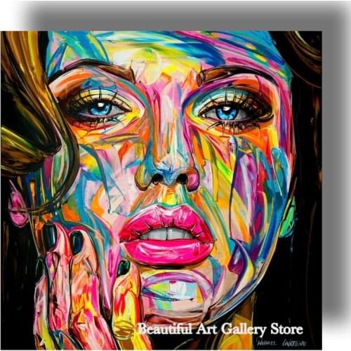 Raphael Laventure face Hand painted oil painting picture portrait Palette knife canvas acrylic texture colorful large home decor