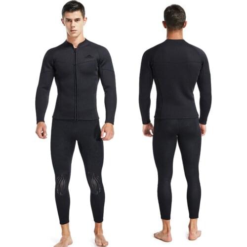 Mens 3MM Neoprene Cold-Proof Diving Suit Jacket + Diving Pants Beach Surfing Diving Windsurfing Fishing Snorkeling Suit Set New