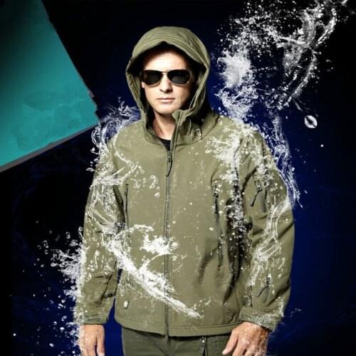 Waterproof Military Jackets Men Winter Outdoor Tactical Pilot Hood Softshell Coat with Fleece Male Windbreaker Jacket