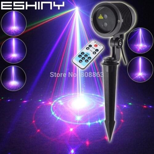 ESHINY Outdoor RGB Laser 24 Big Patterns Projector WF Holiday House Party DJ Wall Landscape Garden Christmas Tree Light T247D2