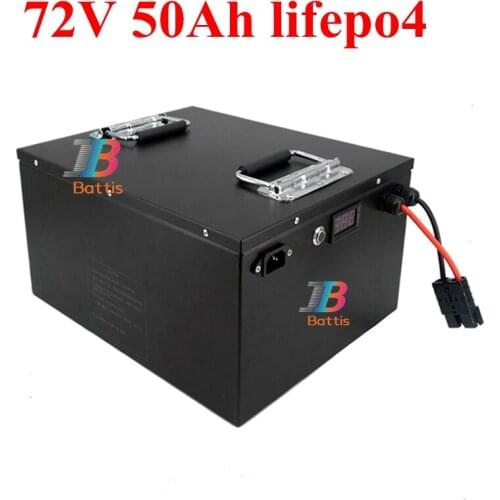 Lithium 72V 50Ah lifepo4 battery 200A BMS 24S for 14KW 10KW motor bicycle bike scooter Forklift inverter + 10A charger