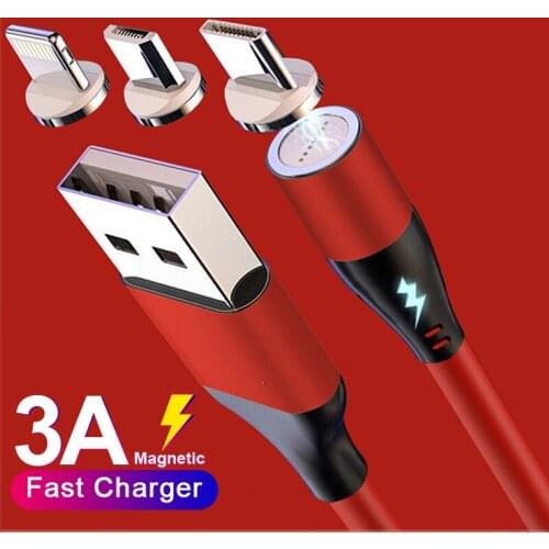 3 In 1 Liquid Silicone Magnetic Cable LED Micro USB Type C Charging Wire 3A Quick Charge USB C Cord For iPhone 12 Xiaomi Huawei