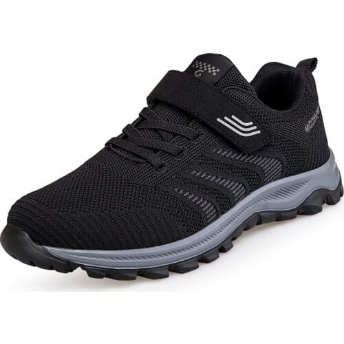 Mens Summer Knit Breathable Non-leather Casual Shoes Outdoor Non-slip Light Comfort Old Man Daily Walking Running Sport Sneaker