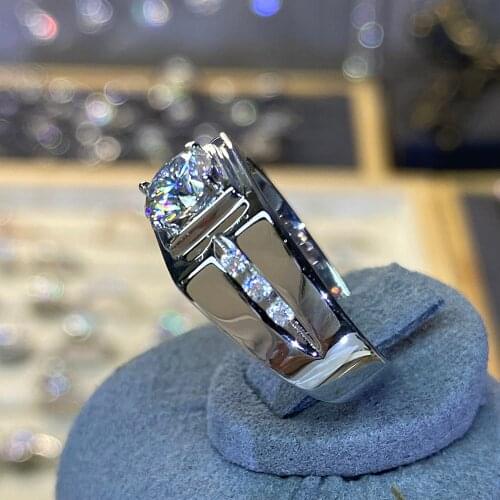 Men rings Moissanite rings jewelry diamond 925 Sterling Silver Ring rhodium plated for men engagement wedding party anniversary