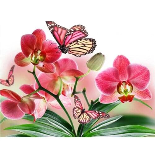 Butterfly Diamond Painting Kits Orchid Diy Diamond Dot Mosaic Embroidery Picture Crystal Rhinestone Sticker Decal Wall Art Craft