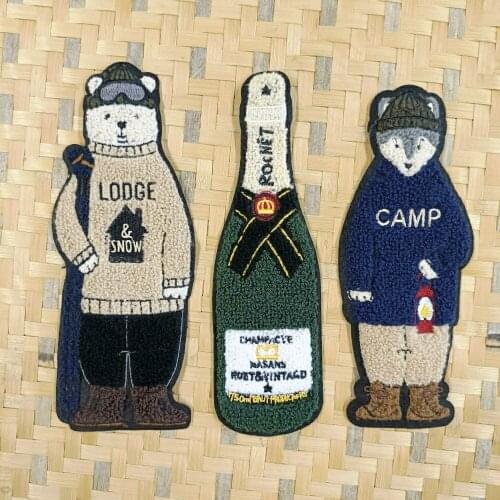 Apparel large embroidery big boys wolf dogs bottle cartoon patches for clothing AM-30