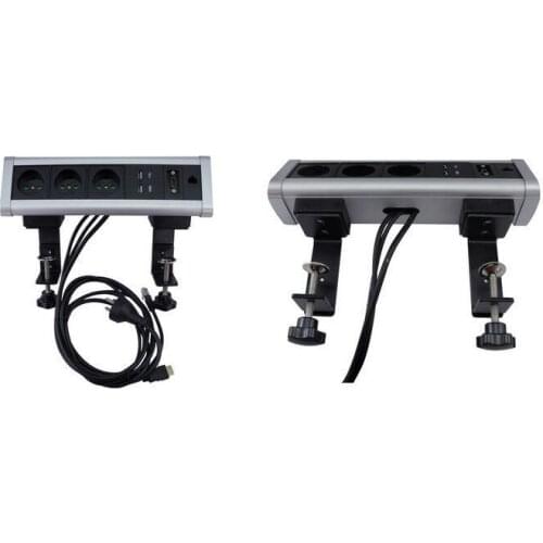 New horizontal hinged Triangle Desktop Socket with Universal power and RJ45 aluminum alloy socket tabletop mount cat6 socket