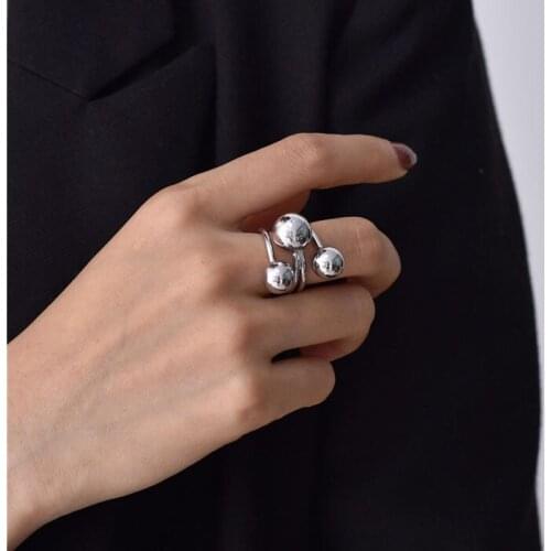 New Original Special Unusual Desing Gold Silver Color Ball Finger Ring For Women Personality Gift Rings Jewelry