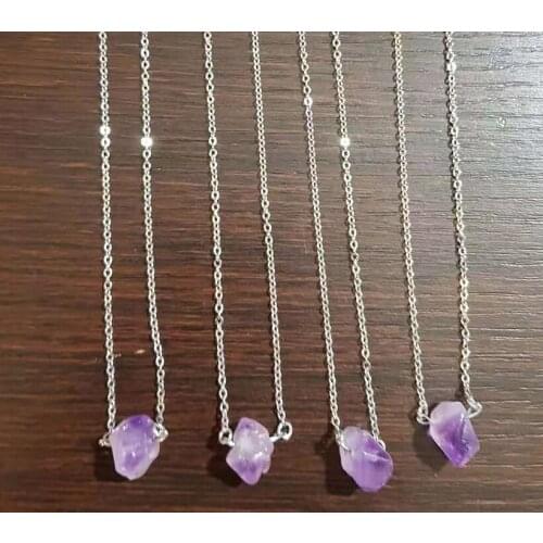 Natural Amethysts Irregular Quartz Pendant Necklace Magic Energy Stone Necklace for Women Gift