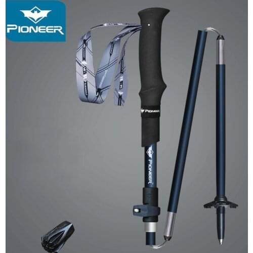 2Pcs Pioneer Hiking Trekking Poles Carbon Aluminum Folding Portable Cane Adjustable 5 Section Nordic Walking sticks Hiking Pole