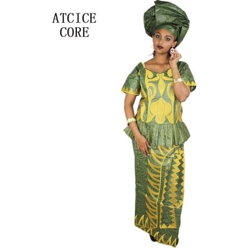 African dresses for women AFRICAN NEW FASHION DESIGN BAZIN EMBROIDERY dashiki african clothes THREE PCS ONE SET DP84