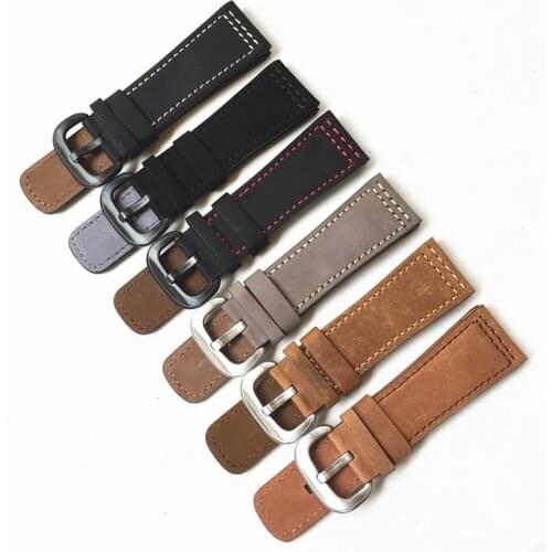 Handmade 28mm Thick Black Brown Gray Calf Genuine Leather Wrist Watch Band Replace For Seven Friday Strap Belt Bracelet tools