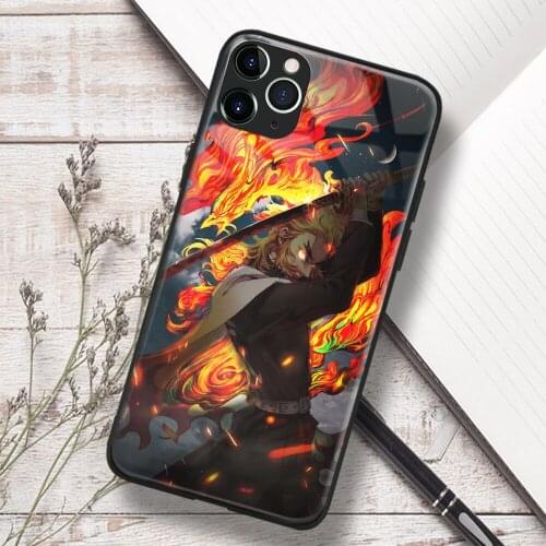 Rengoku Shinjurou Kimetsu No Yaiba Anime Soft TPU Glass Phone Case for IPhone SE 6s 7 8 Plus X Xr Xs 11 12 Mini Pro Max Samsung