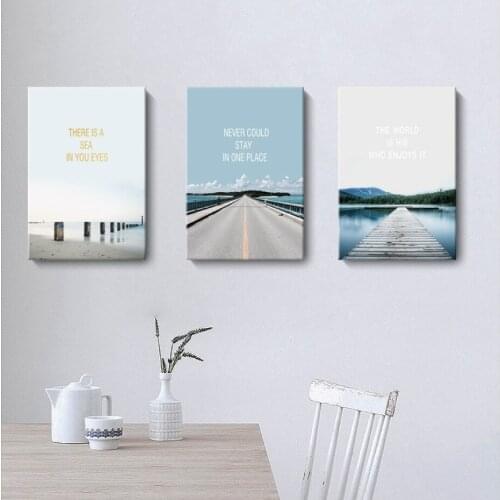 Nordic Style Seaside Scenery Blue Sky And White Clouds Enjoy Life Canvas Paintings Posters And Prints Home Decorative Picture