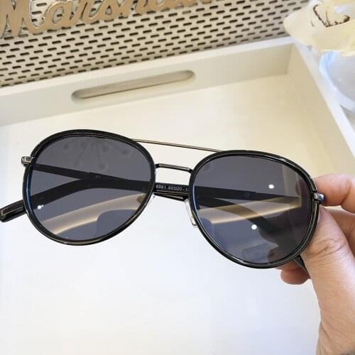 New Retro Fashion Sunglasses Women Sunshade UV Round Double Beam Eyewear Men Anti Blue Light Flat Glasses Clear Lens
