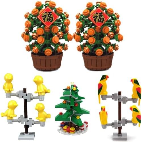 City House home Series Construction Christmas Orange Tree Birthday Candles Parrot Bird Accessories Building Blocks Bricks Kids T