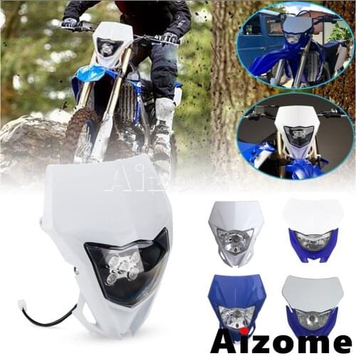 Dirt Bike Motocross LED / Bulb Headlight Hi/Lo Beam Supermoto Front Lamp For Yamaha WR TTR YZ FX 125 250 450 CRF XR KLX KXF RM