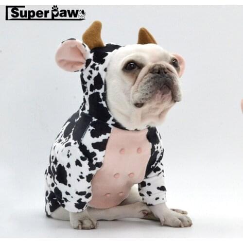 New Style Dog Hoodie Cute Pet Dairy Cow Cattle Cosplay Party Clothes Coat Jacket For Small Medium Dogs French Bulldog Pug ZZC18