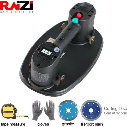 Raizi Grabo Vacuum Lifter Pro Version with Electronic Display for Wood Drywall Granite Glass Tile Porcelain Suction Tool