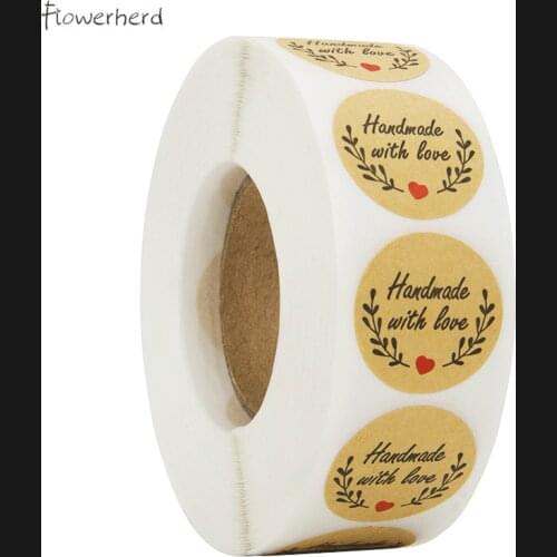 Kraft Paper Party Supplies Diy Hand-made Roll Self-adhesive Label Sticker Baking Tool Christmas Craft Stickers Pacage Decoration