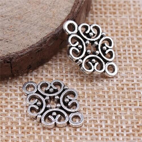 WYSIWYG 20pcs 20x13mm Antique Silver Color Flower Style Connector Handmade Charms Pendant DIY For Bracelet Necklace