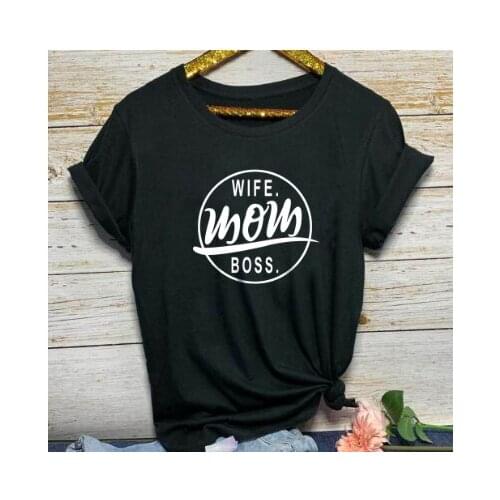 Wife mom boss tshirts 100% Cotton Clothes Harajuku Fashion mama T-shirt Graphic T-Shirts Femme kawaii harajuku top tees female