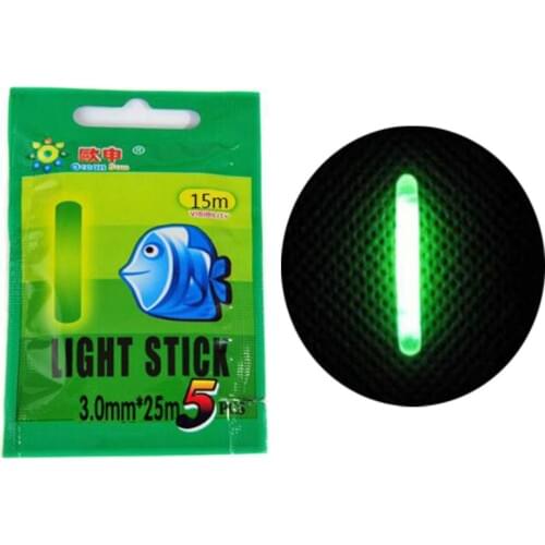 10 bags/Lot 3.0*25mm Fishing Glow Stick For Night Bobbers Luminous Fishing Floats Green Fluorescent Glow Tube Wand Light Sticks
