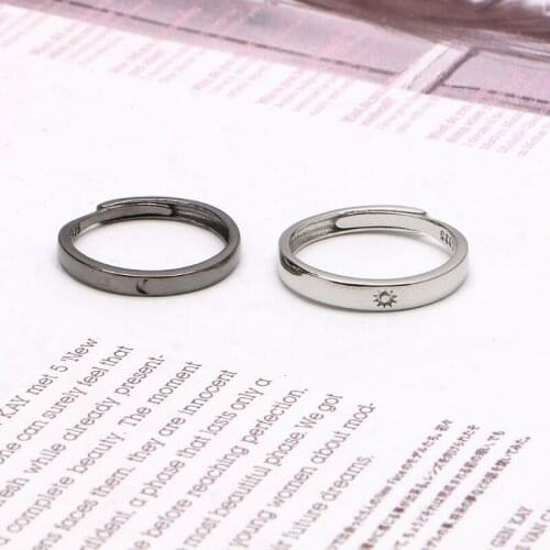 2 Pcs Sun Moon Matching Couple Friendship Lover Open Adjustable Rings Set Minimalist Engagement Wedding Rings Lovers Kit 87HB