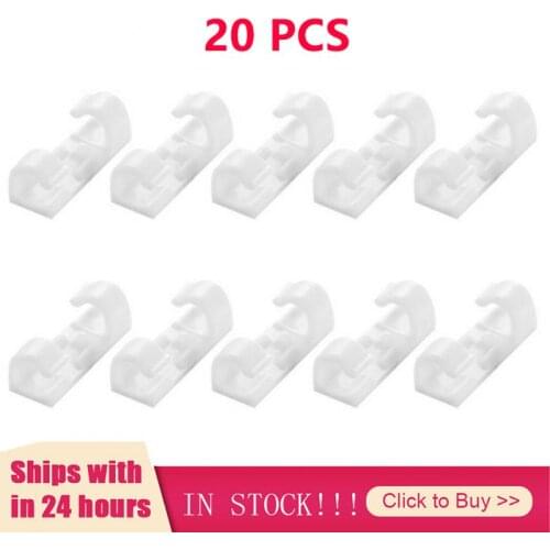 20Pcs Cable Clips Desktop Organizer Self Adhesive Cord Management Wire Holder Data Telephone Line Winder Sleeve Cable Winder