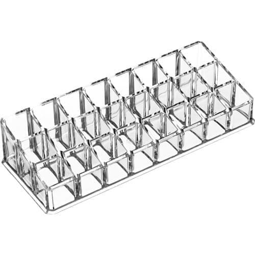 24 Slots Acrylic Lipstick Organizer Portable Clear Sturdy Makeup Organizer Lip Gloss Holder Csometic Storage Box for Ladies