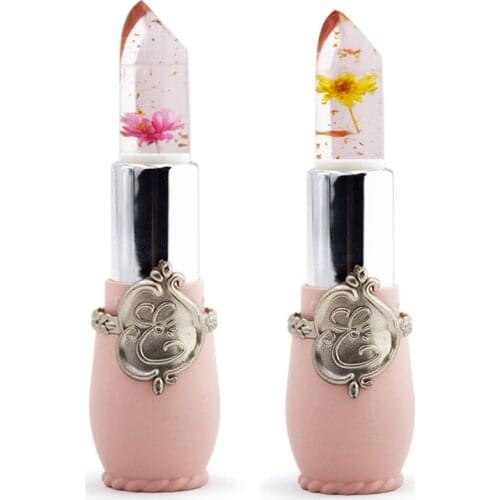 2x Beauty Bright Flower Crystal Jelly Lipstick Magic Temperature Change Color Lip Balm Makeup Light Pink & Lemon Yellow