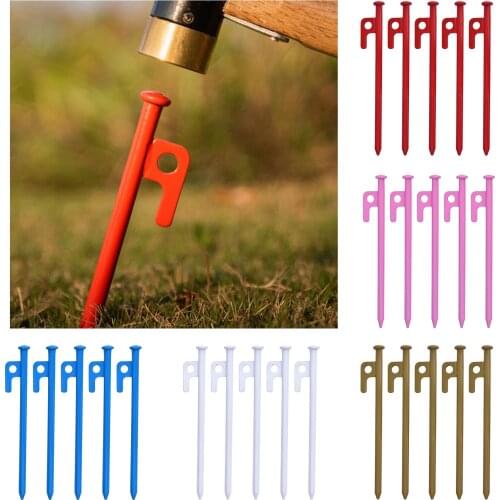 5 Piece Strength Metal Tent Stakes Camping Stakes Pegs Ground Nail