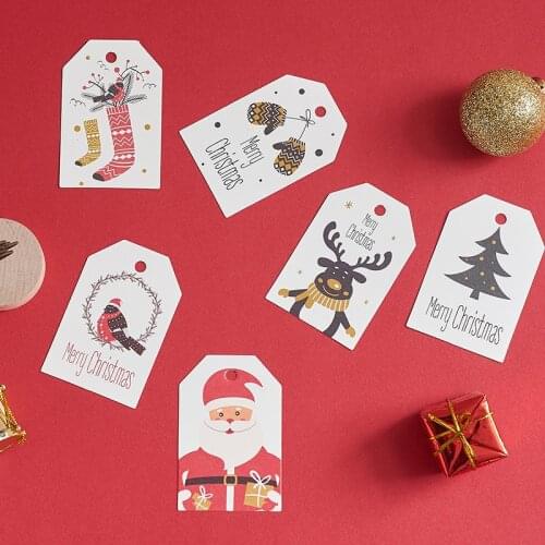 50pcs/lot Merry Christmas Gift Tags DIY Unique Xmas Tree Decor JOY TO WORLD Tag Small Card String DIY Craft Label Party Decor