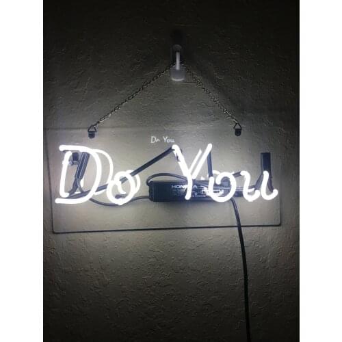 14“ Do You White Acrylic Custom Neon Light Lamp Sign Beer Bar Handmade Real Glass Decorate Home Wall Room Windows Tube Artwork