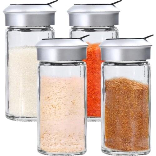 Lead-free glass Seasoning Bottle Clear Glass Seasoning Shaker Spice Bottle for Salt Pepper Sugar Kitchen Accessories